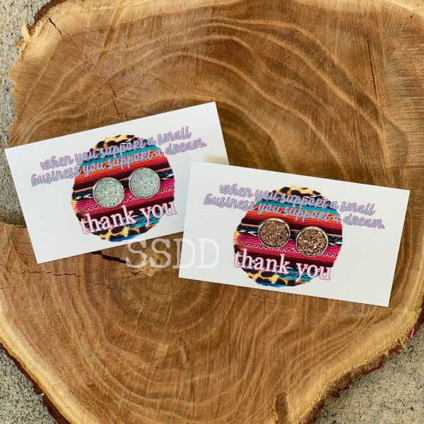 Druzy Earring Thank You Cards - Support a Dream Small Business