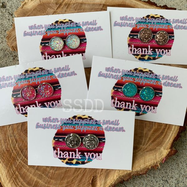 Druzy Earring Thank You Cards - Support a Dream Small Business
