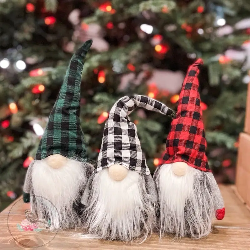 Buffalo Plaid Gnome Shelf Sitter