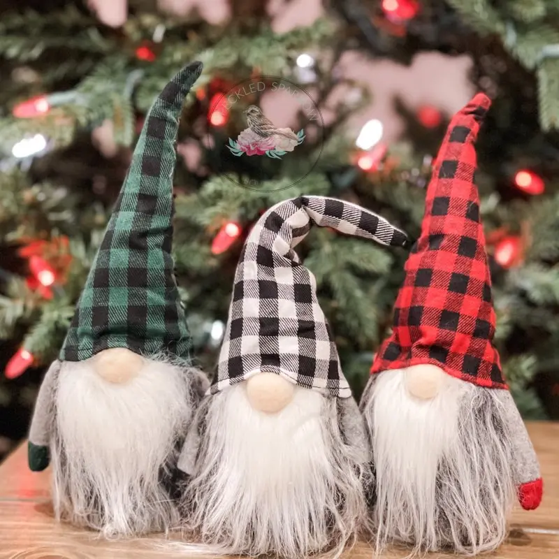 Buffalo Plaid Gnome Shelf Sitter