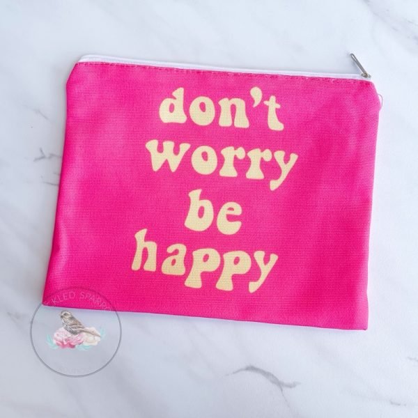 {Dozen Pack} Don't Worry Be Happy Cosmetic Pouch