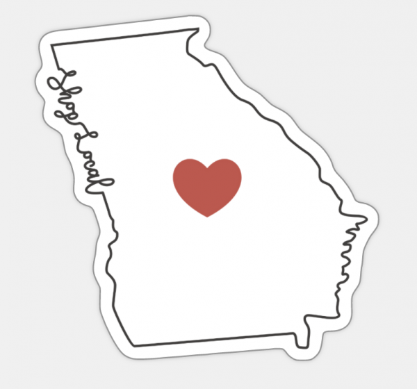 State Die Cut Shop Local Heart Vinyl Sticker