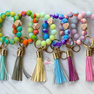 Brooklynn Tie Dye Silicone Bead Bangle Keychain
