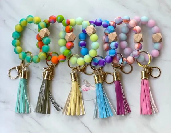 Brooklynn Tie Dye Silicone Bead Bangle Keychain